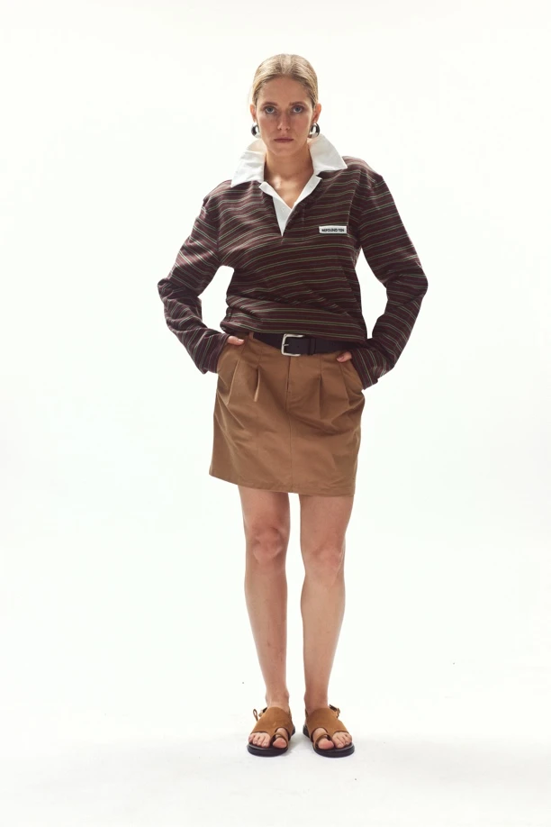 SANSTORE REFOUND TEN 基础Polo领条纹长袖时尚休闲翻领 25春夏