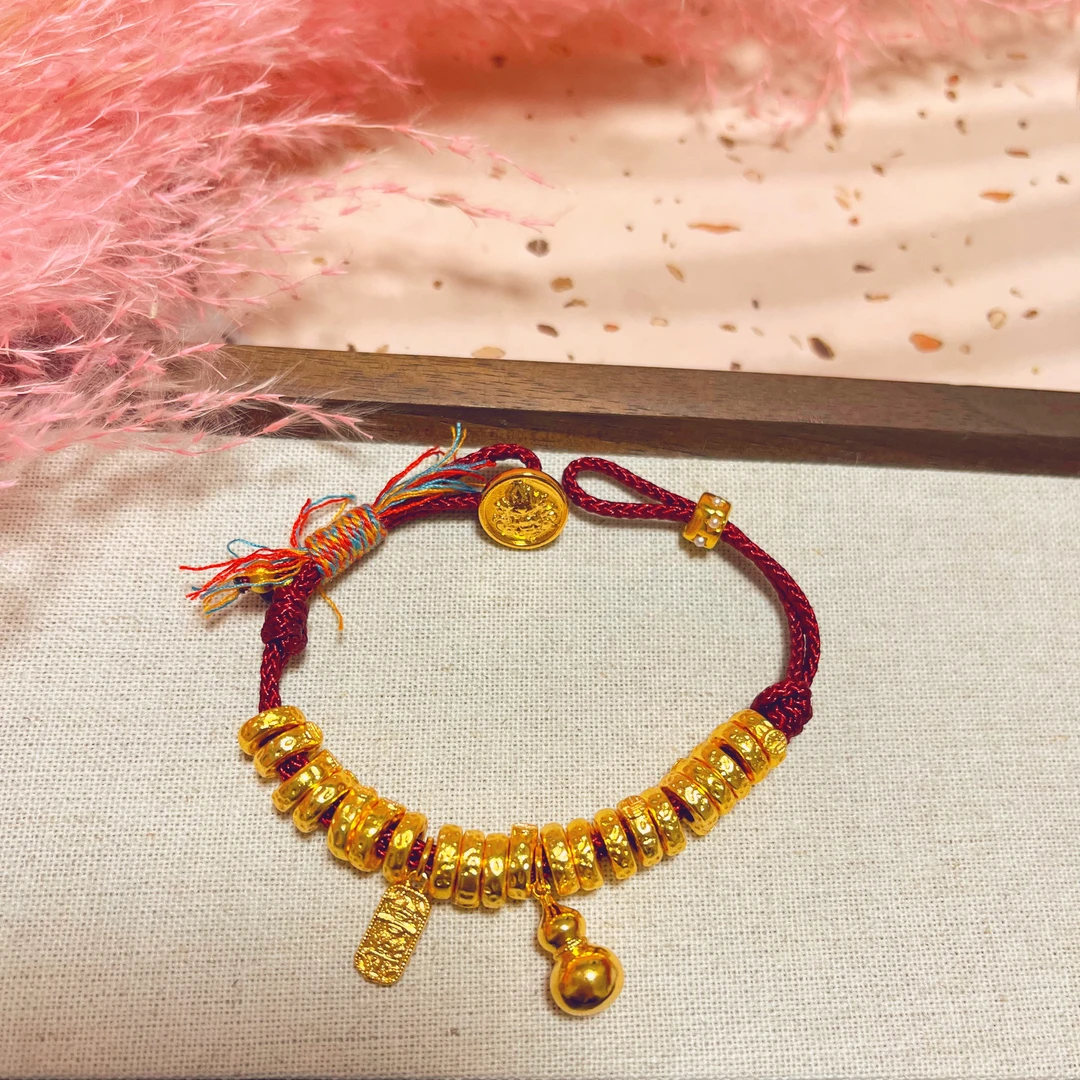 合金布艺手链 3185新中式红色藏式编绳葫芦盘缠手链（长18）