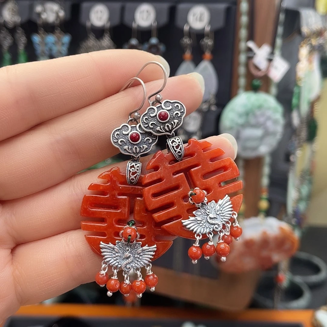 翡翠耳饰银S925镶嵌小***界356yjjhhhj