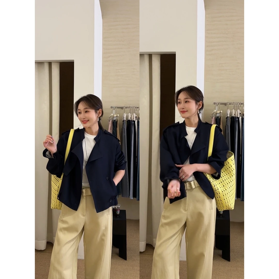 【NO退NO换】J-19265-1#三姐妹#韩系小众设计感百搭风衣外套