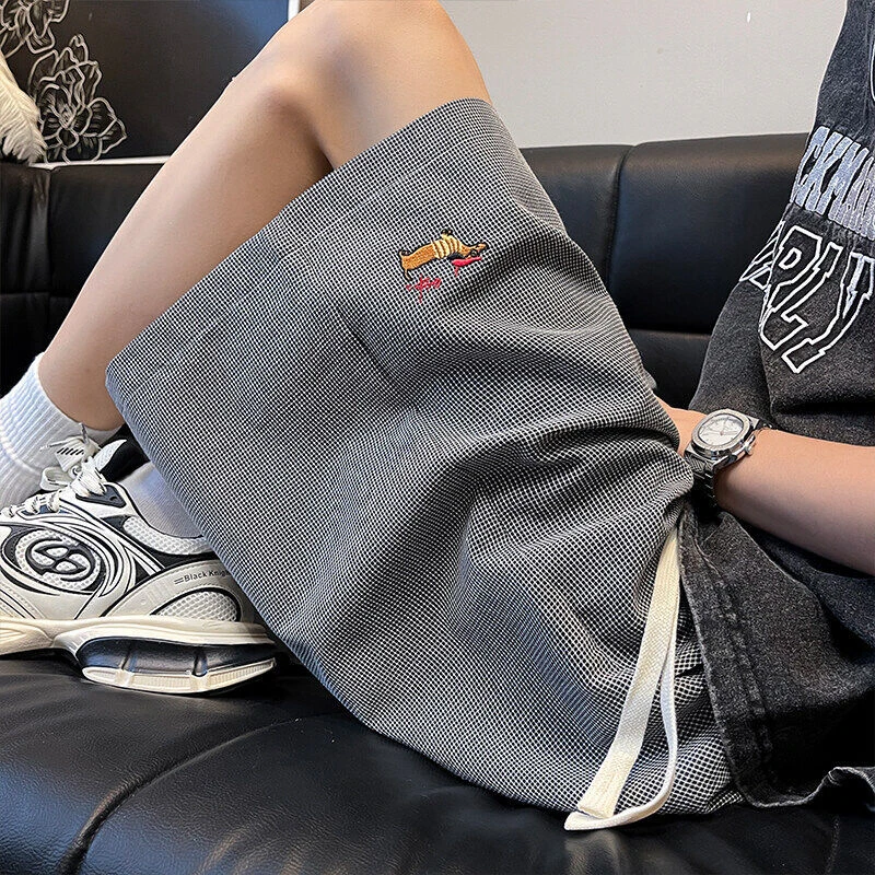 腊肠狗刺绣直筒短裤男士夏天薄款透气五分美男士170胖子男生裤子