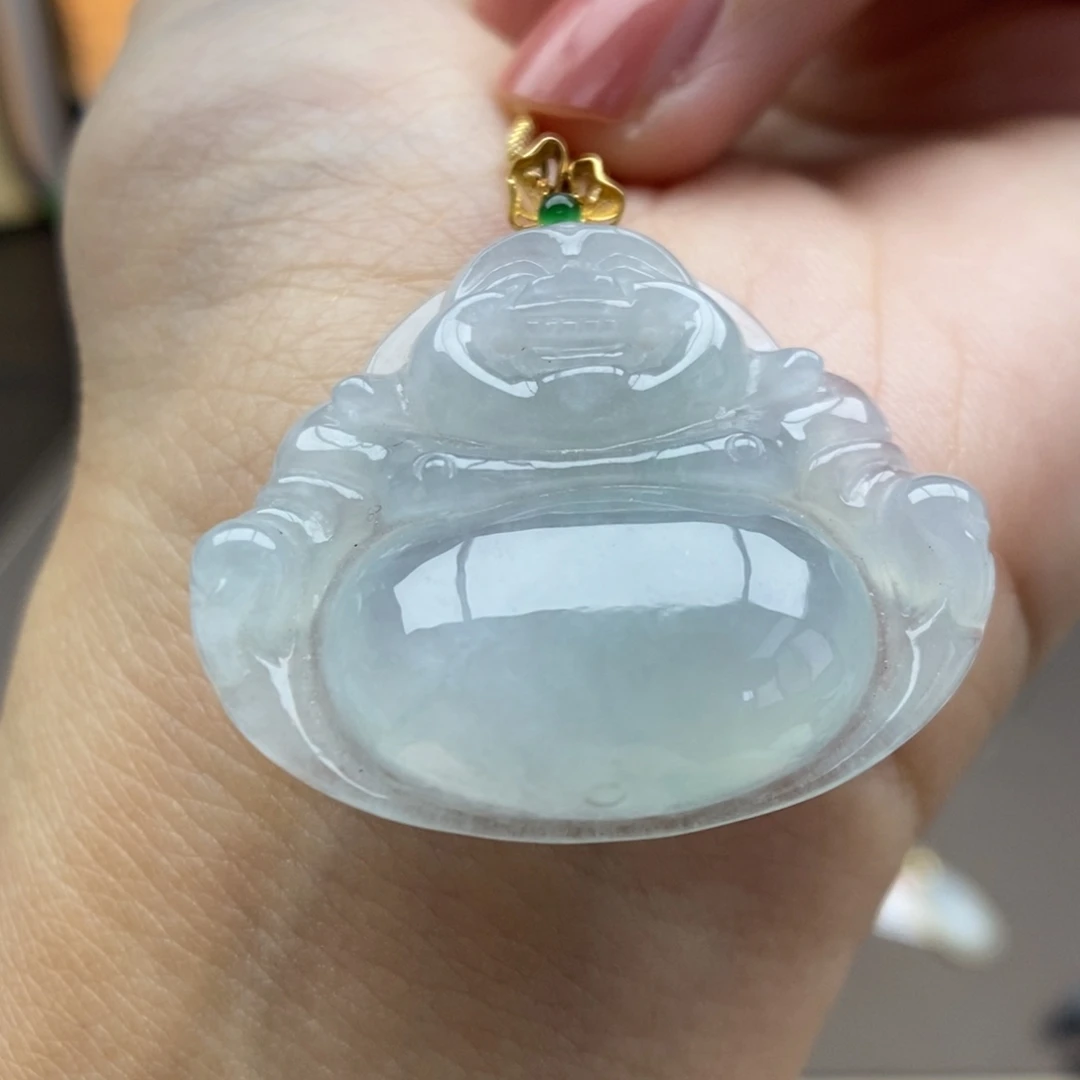 翡翠18K金镶嵌颈饰吊坠22