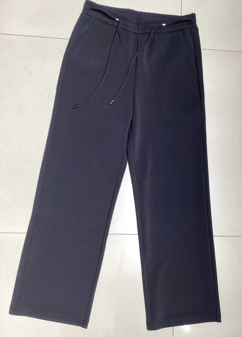 微弹松紧腰面料直筒裤528