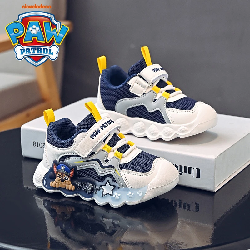 汪汪队男童防滑运动鞋网面2025春秋季新款宝宝软底休闲发光鞋鞋子