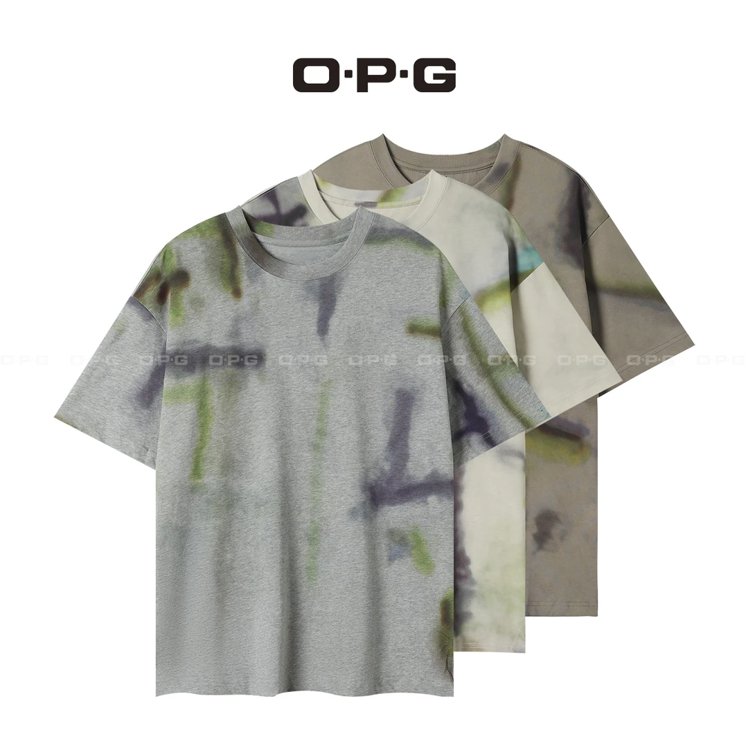 遥发服装【高工艺油画风扎染透气T恤】夏季情侣百搭短袖上衣9036