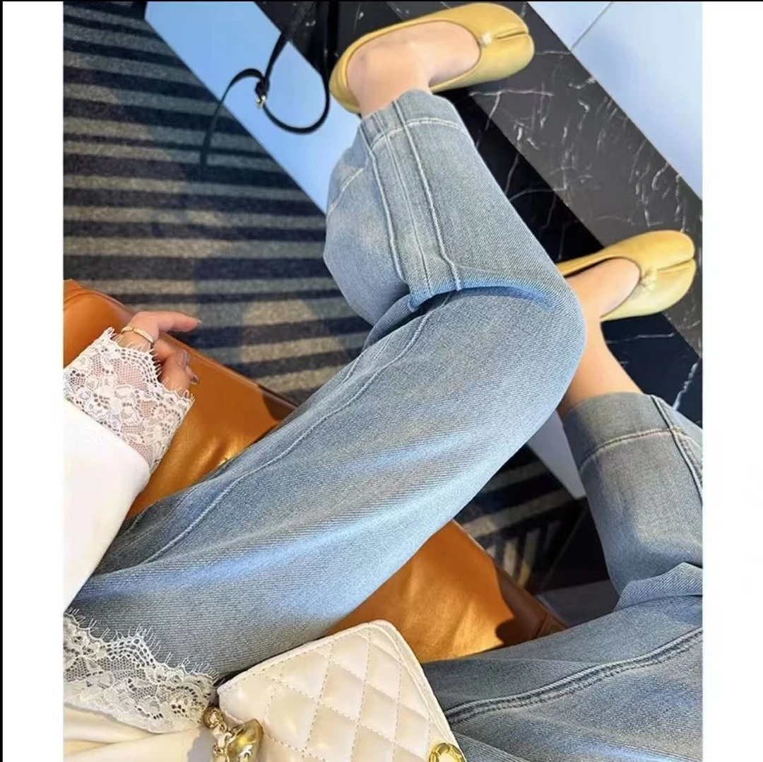 遮胯神裤~高腰直筒九分牛仔裤女2025夏季薄款大码胖m微胖梨形穿搭