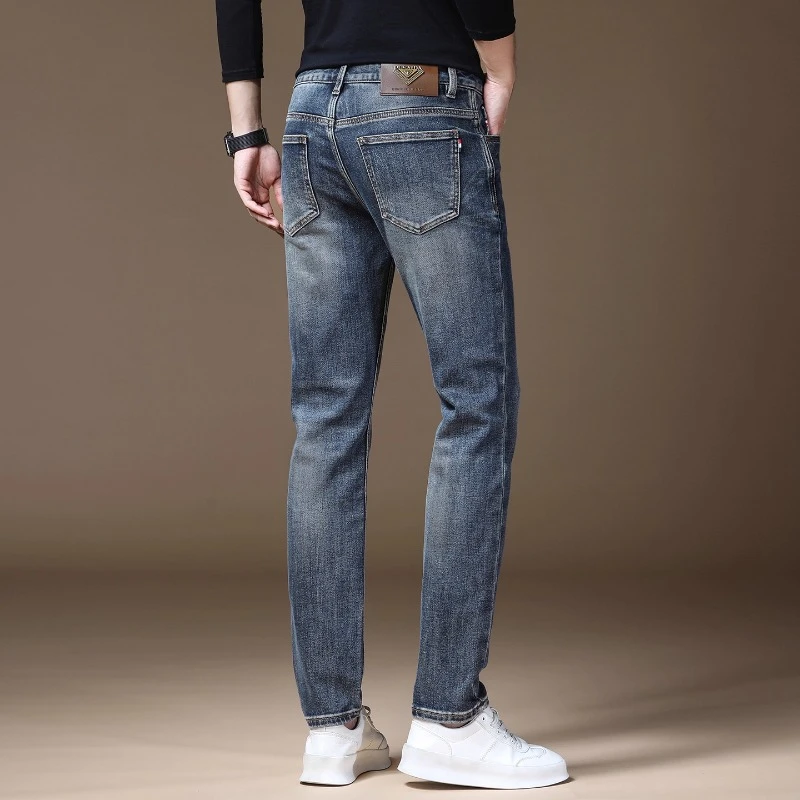 BALEYSWO复古蓝牛仔裤男直筒修身新款欧货潮牌秋冬款时尚潮裤子男