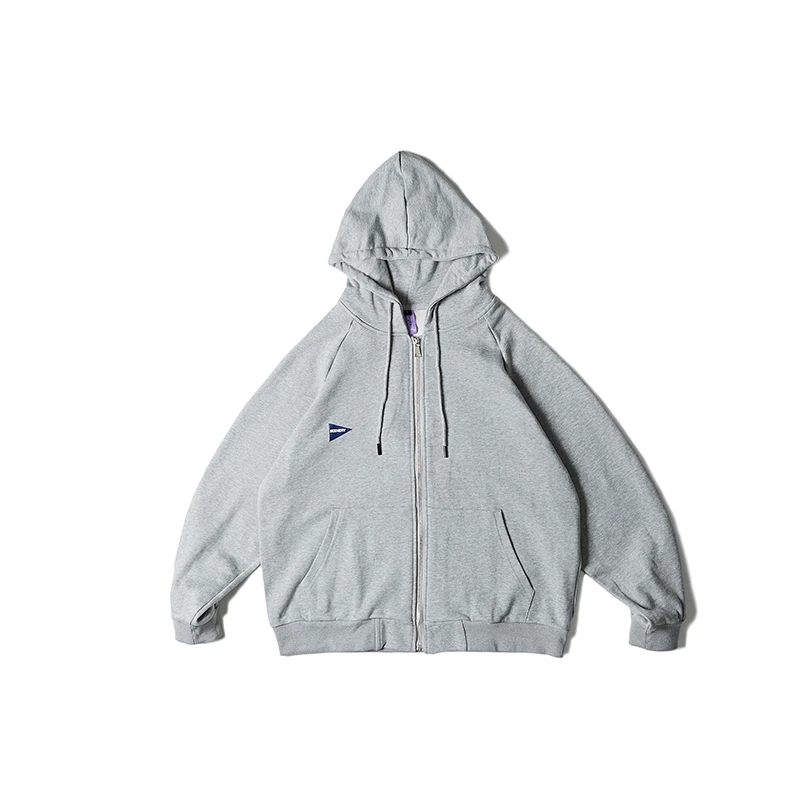 日系基础休闲宽松百搭拉链男女连帽卫衣外套 FJ127