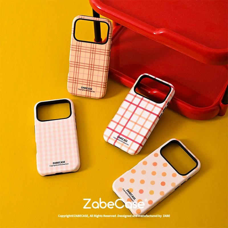 原创彩色方格韩国进口韩菲二合一适用iPhone17ProMax手机壳苹果16