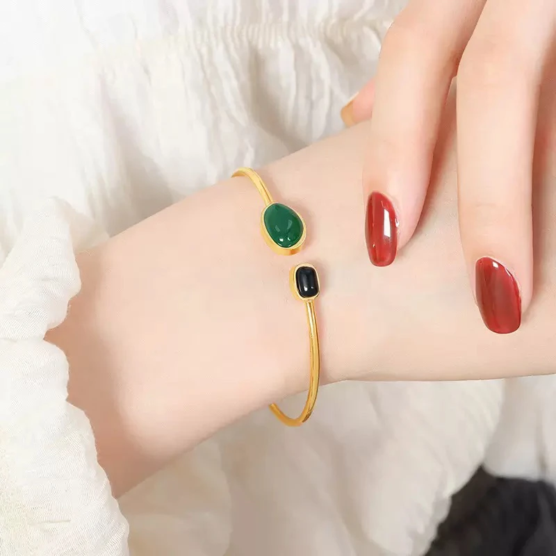 钛钢手镯 简约百搭开口手镯不规则圈圈开口手镯