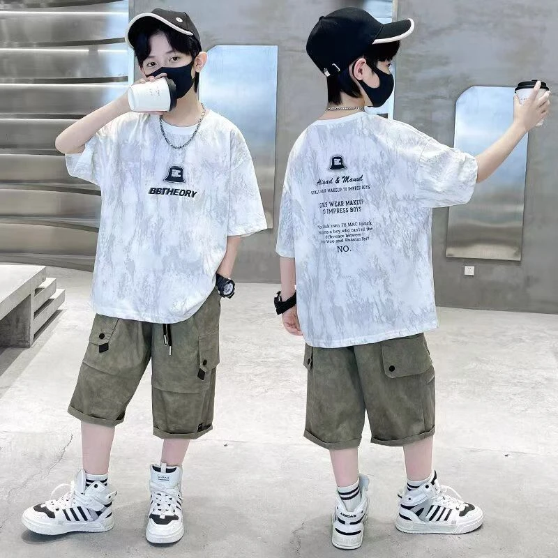 爆款男童夏装套装2025新款儿童夏季休闲中大童夏款帅气两件套