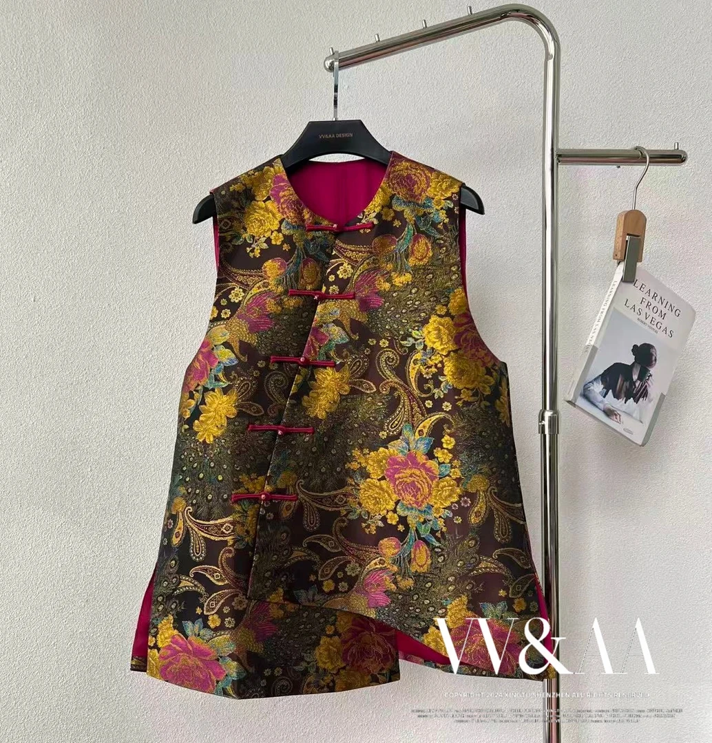 VV&AA 中式禅意国风斜襟无袖马甲 R1155