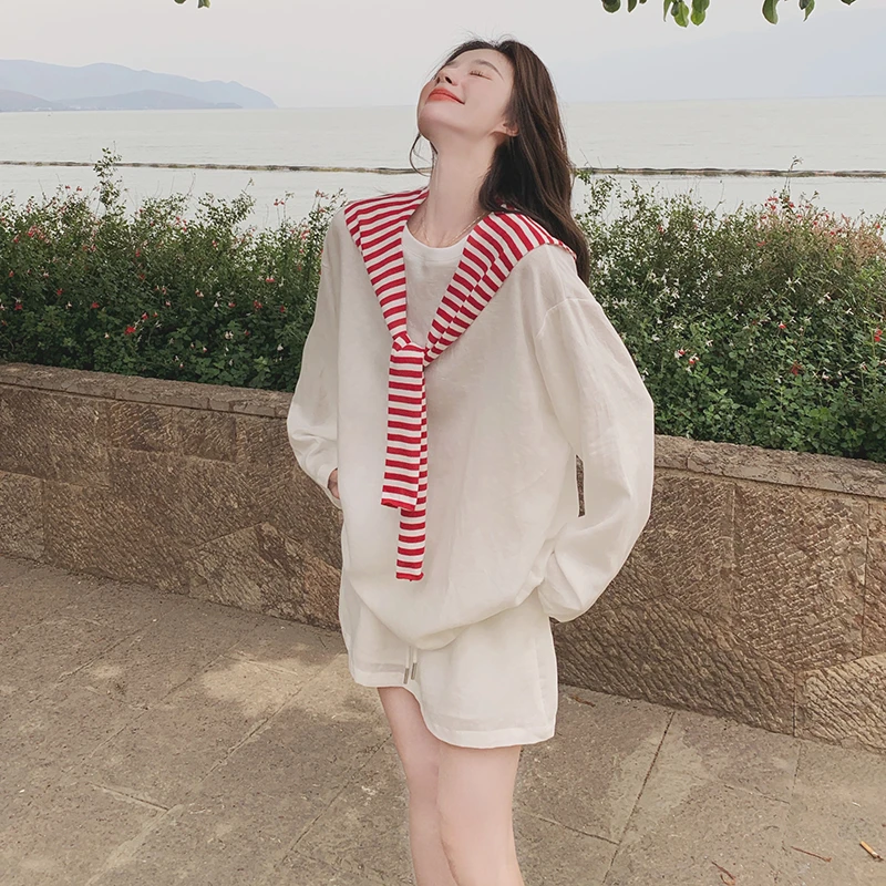 套装女2025夏季新款极简风时尚百搭宽松显瘦高级感上衣短裤两件套