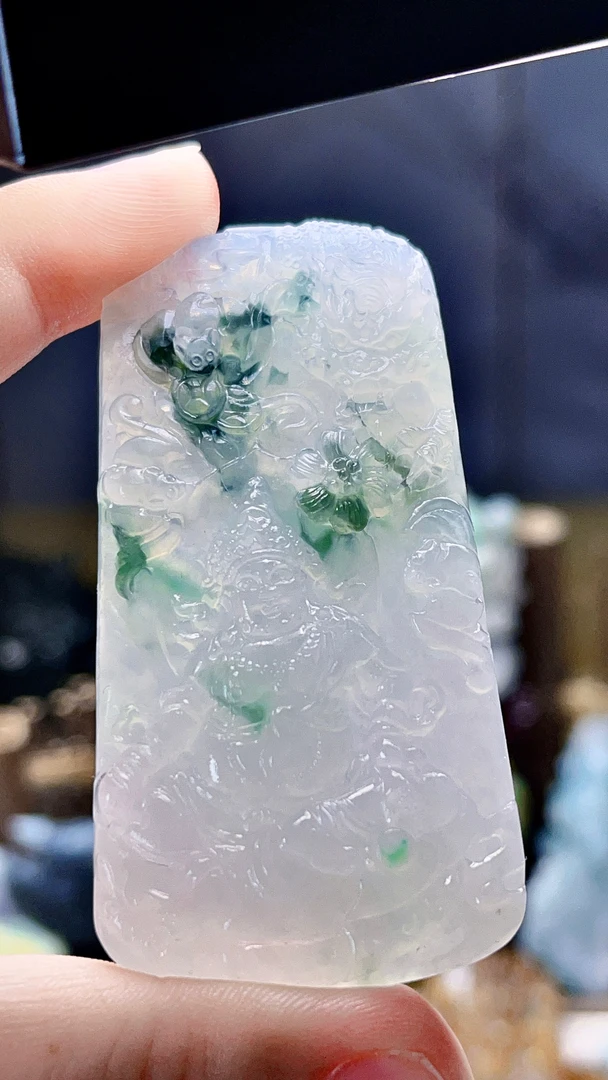 天然缅甸翡翠冰胶种飘绿花黄财神毛货买断需抛光尺寸66-33-8