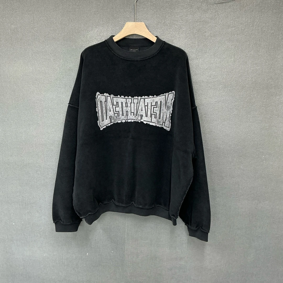 未使用 Balenciaga/巴黎世家 pm字母贴布两面穿圆领卫衣吊L码7048