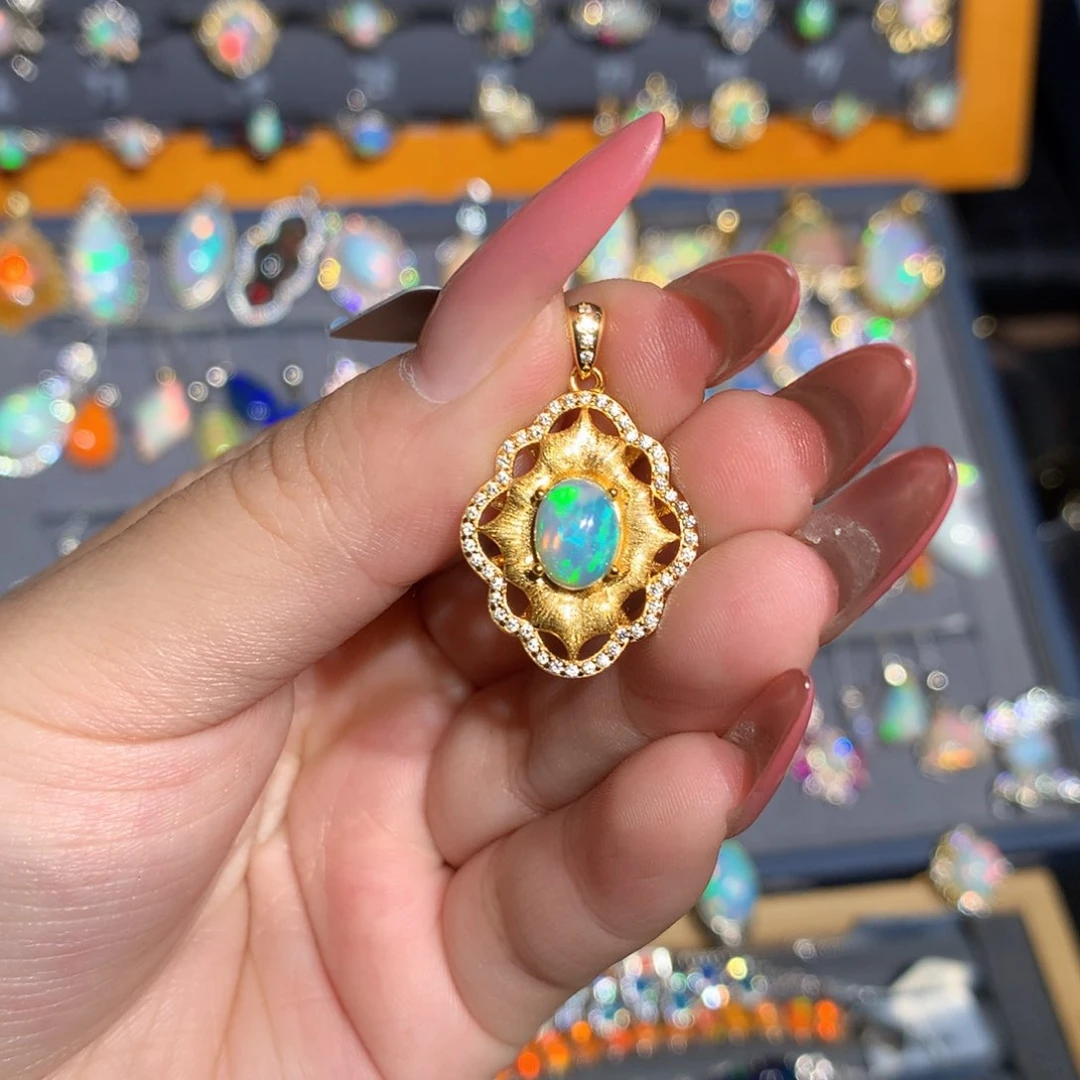 银S925镶嵌欧泊欧泊福利吊坠l