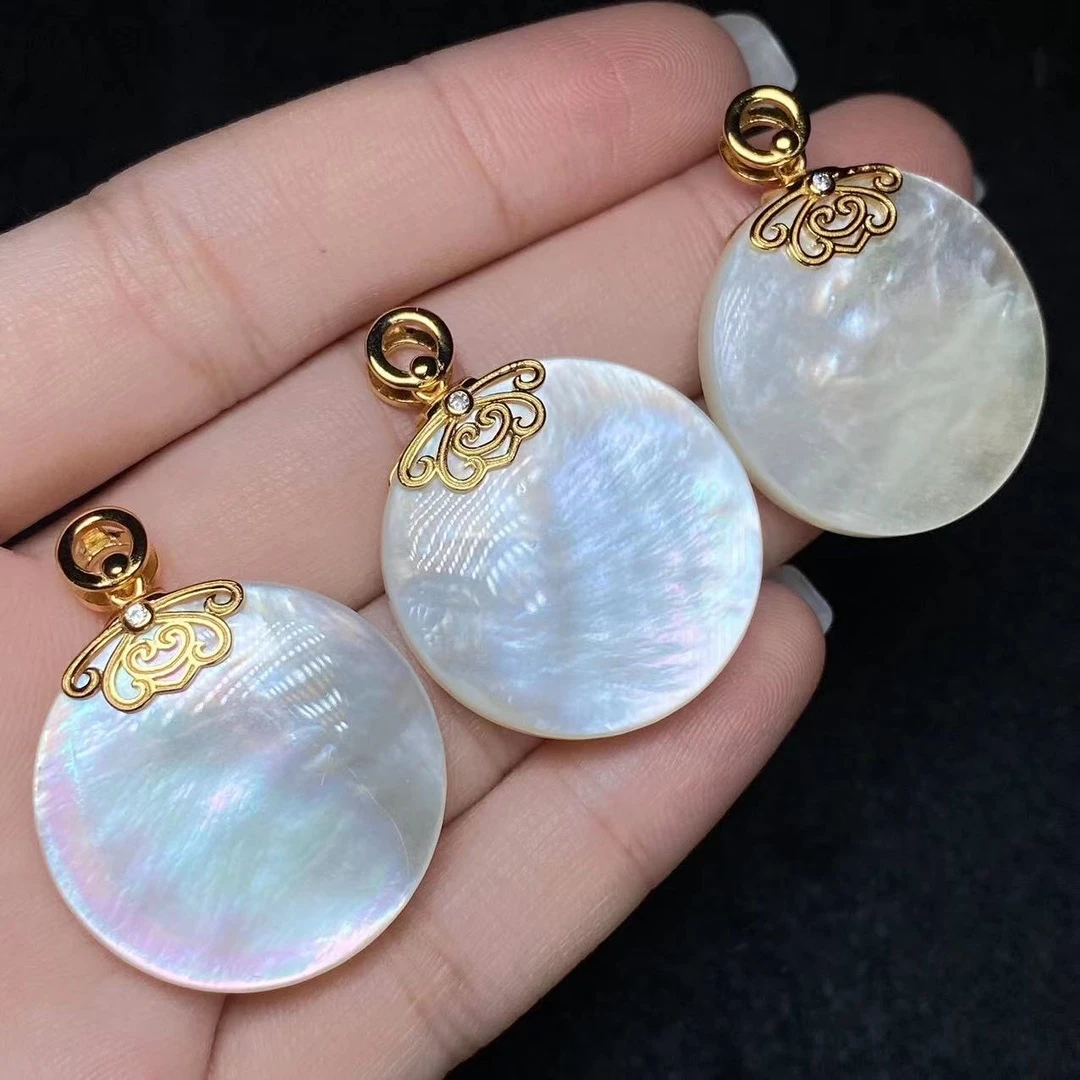 3 V30078-S925银白贝母吊坠-多样性发一件24×4.5mm（东哥）