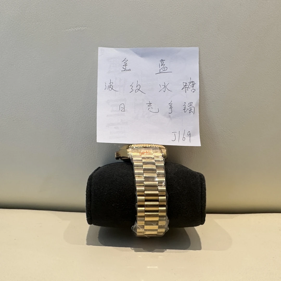 钛钢合成锆石手镯 金蓝波纹冰糖日志手镯  ZF-J169