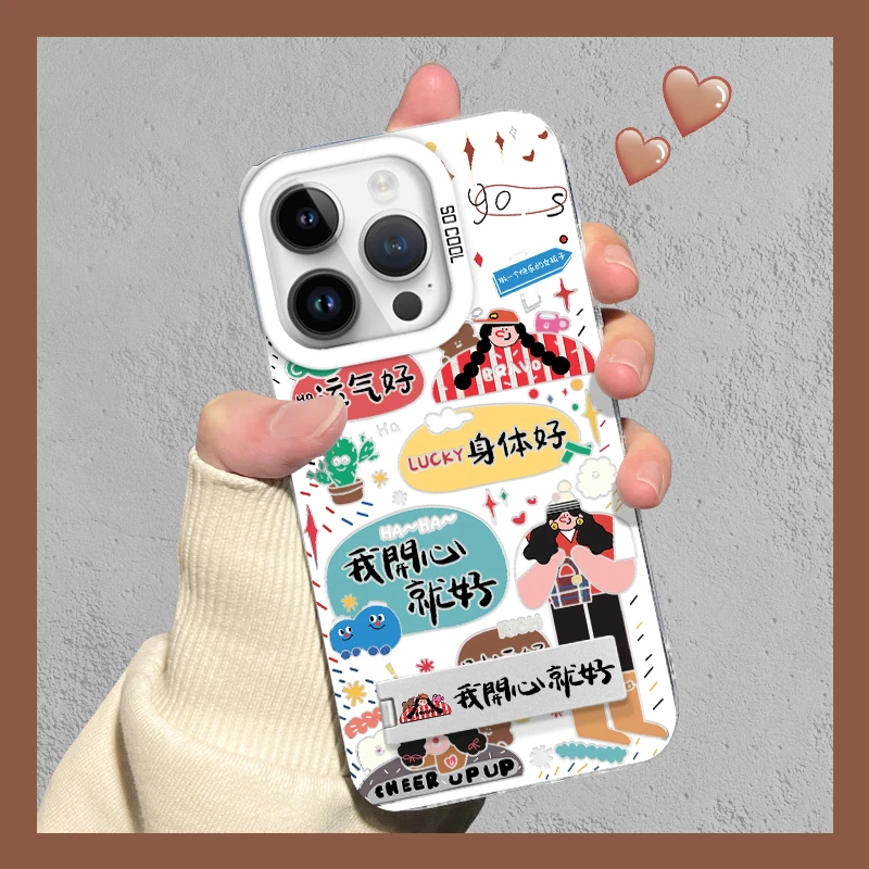 我开心就好天使眼金属支架壳适用苹果16手机壳15/13华为oppo小米