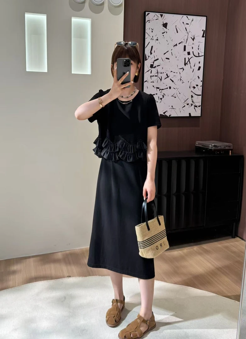 方和屿.静奢风H型裙夏季中长裙连衣裙圆领女装设计师裙子2900