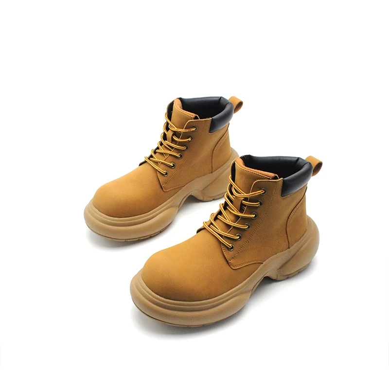 秋冬季男士厚底高帮鞋增高切尔西休闲百搭马丁靴男翘头德比皮靴