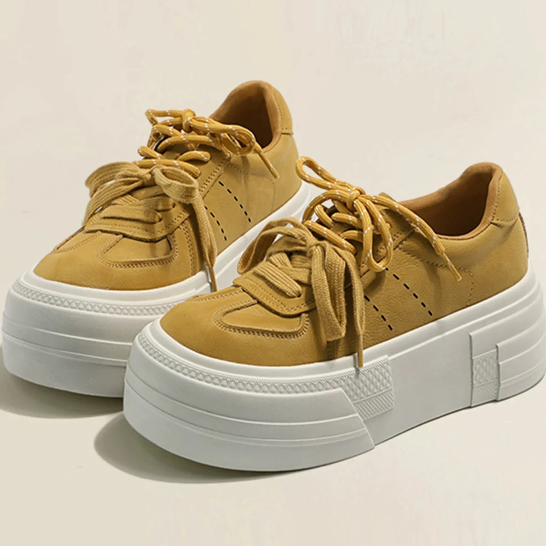 断码清库！全牛皮面5.5cm超轻厚底休闲鞋U147