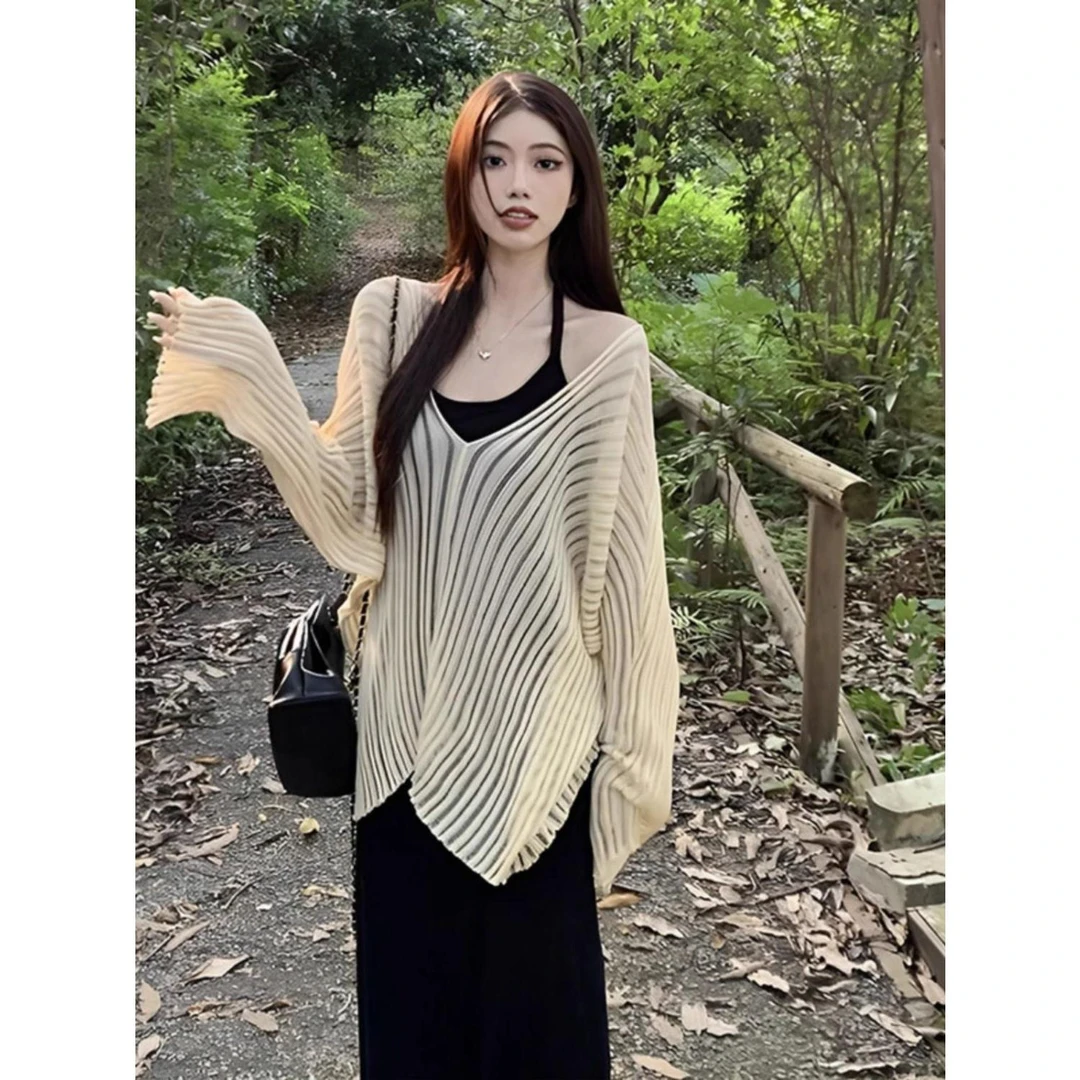 胖mm300斤大尺码性感挂颈吊带洋装女夏季显瘦针织防晒衫两件式套