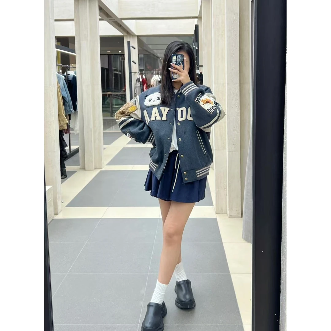 FOG（106）小众设计款重工熊猫刺绣棒球服-4N212WT237