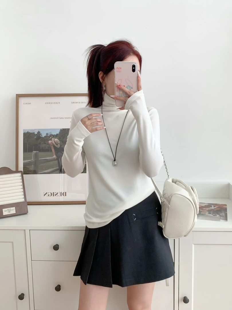 美利奴羊毛堆堆领打底衫天丝醋酸羊毛磨毛高领内搭长袖上衣