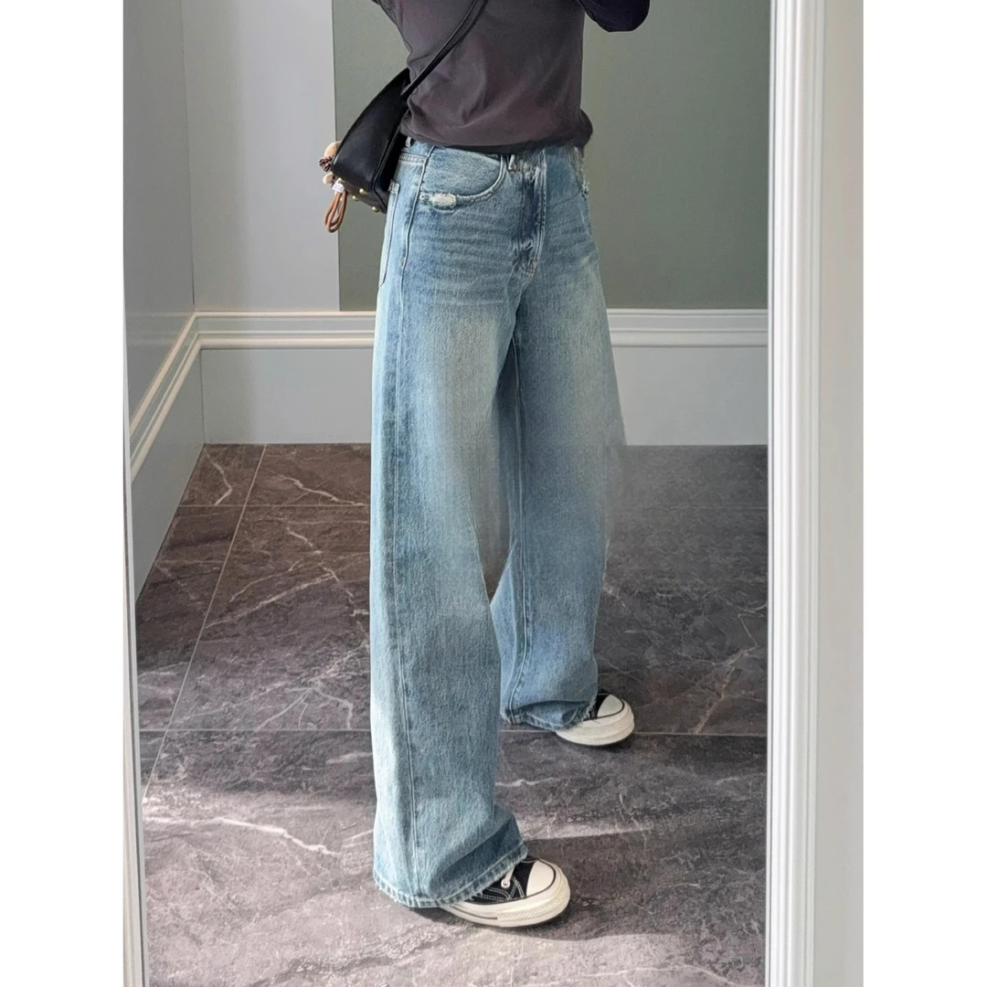 158女牛仔2025夏季显瘦时尚舒适百搭水洗牛仔裤