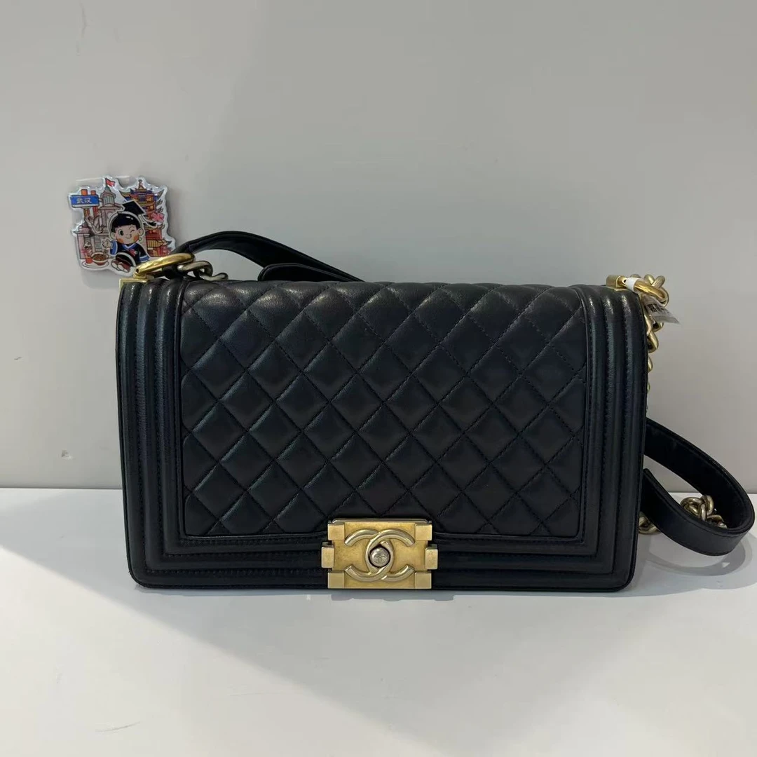 95新 Chanel/香奈儿 黑金leboy中号单肩包