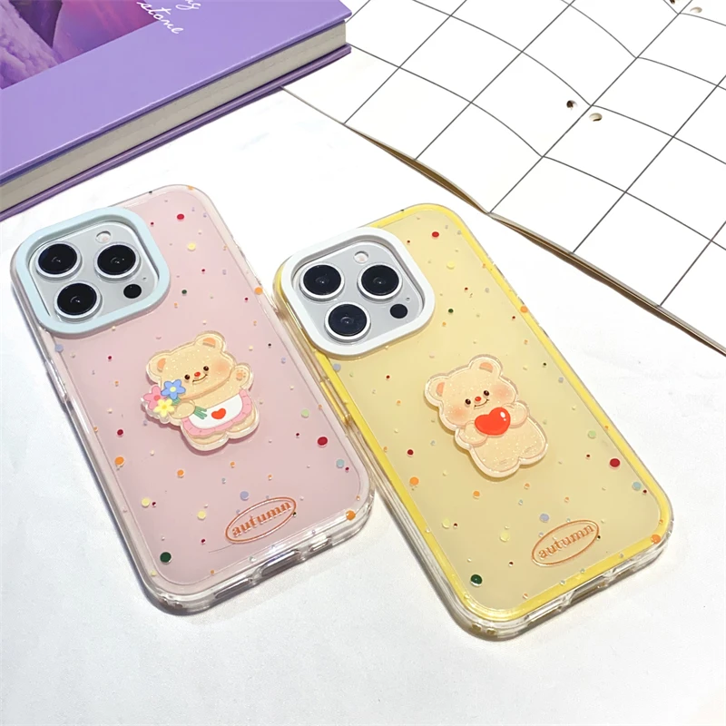 ins立体小熊适用iPhone14promax手机壳苹果16pro网红15女13可爱12