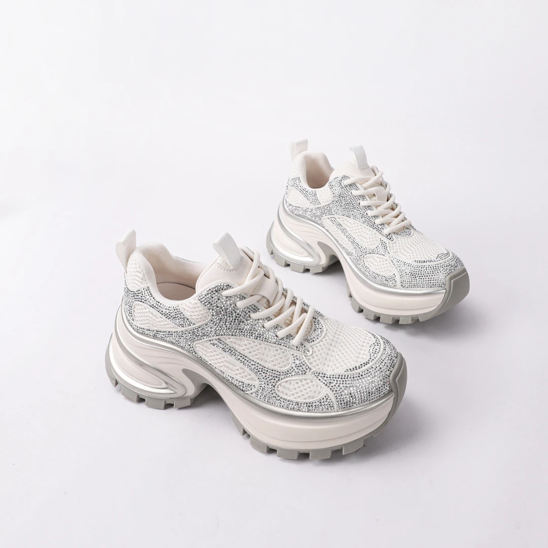 时代品牌跟高6CM新款厚底老爹鞋小个子休闲鞋百搭轻便女鞋M20042