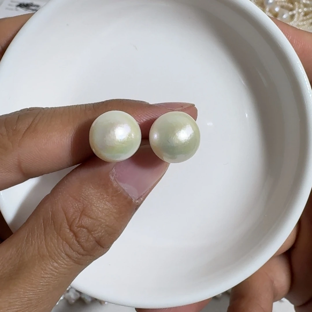 淡水珍珠银S925镶嵌耳饰