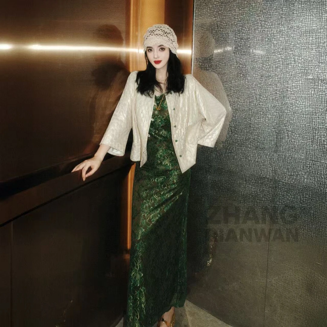 「青花鸾」// 定制意大利面料！収藏级！// 周琦默 蕾丝极简连衣裙