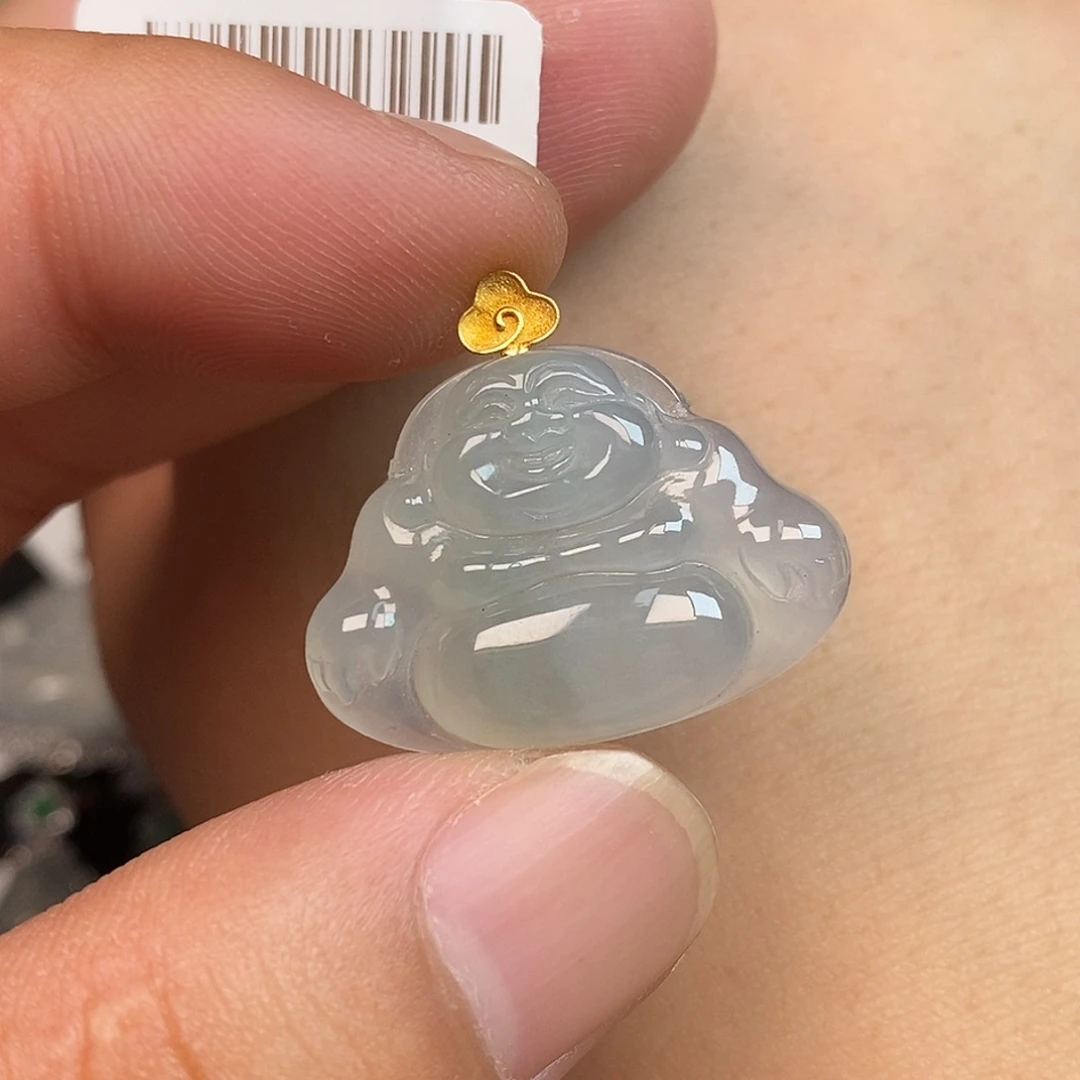 翡翠18K金镶嵌颈饰佛公