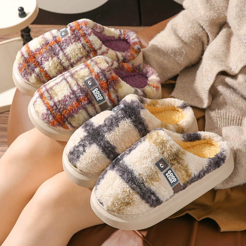 冬季新款加厚棉拖鞋女室内家居防滑厚底外穿保暖情侣毛毛绒棉拖男