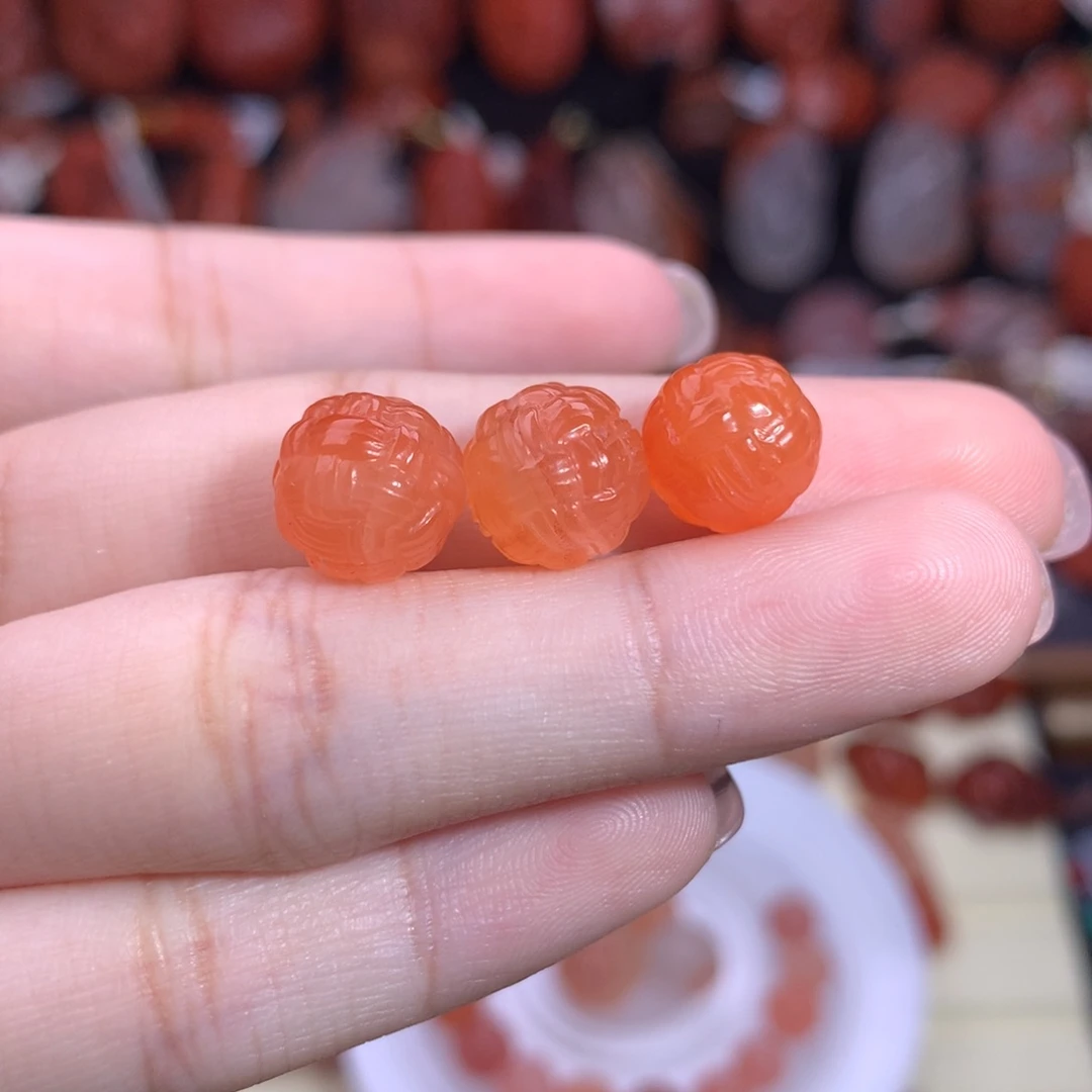 柠***་南红玛瑙未镶嵌珠宝半成品如意珠2