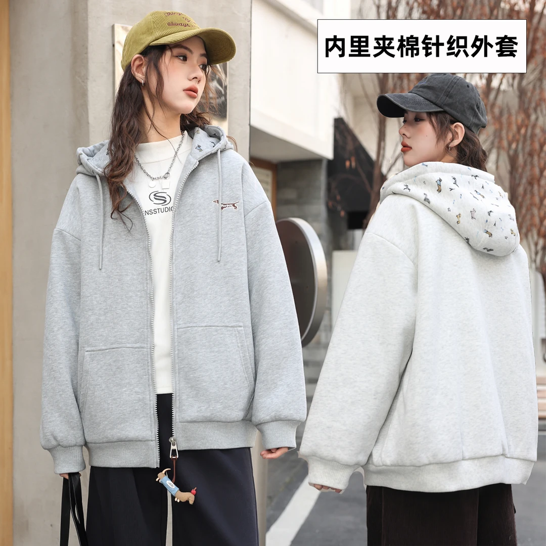 骄骄虎女大童夹棉加厚棉服外套2025冬季新款初中生高中生连帽7551