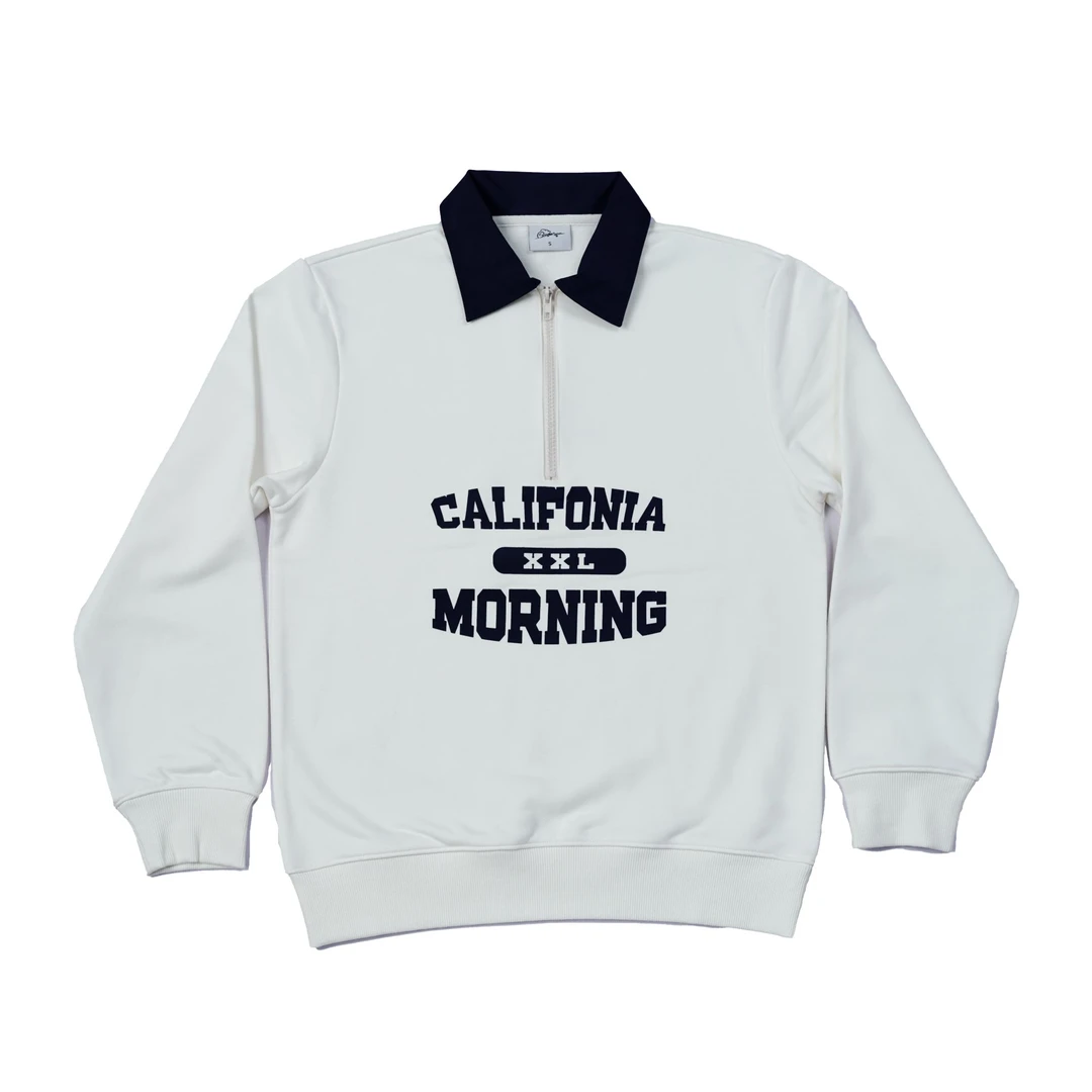 qiyin/起印SPG-04加洲早晨女款320G纯棉恒温polo領卫衣秋冬美式