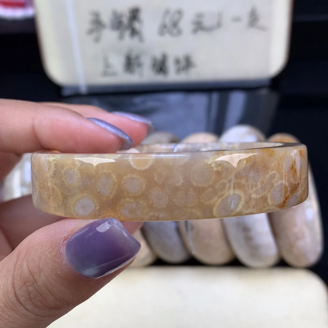 硅化珊瑚（珊瑚玉）未镶嵌吊坠(赠链)上新手镯57.5口（29号）