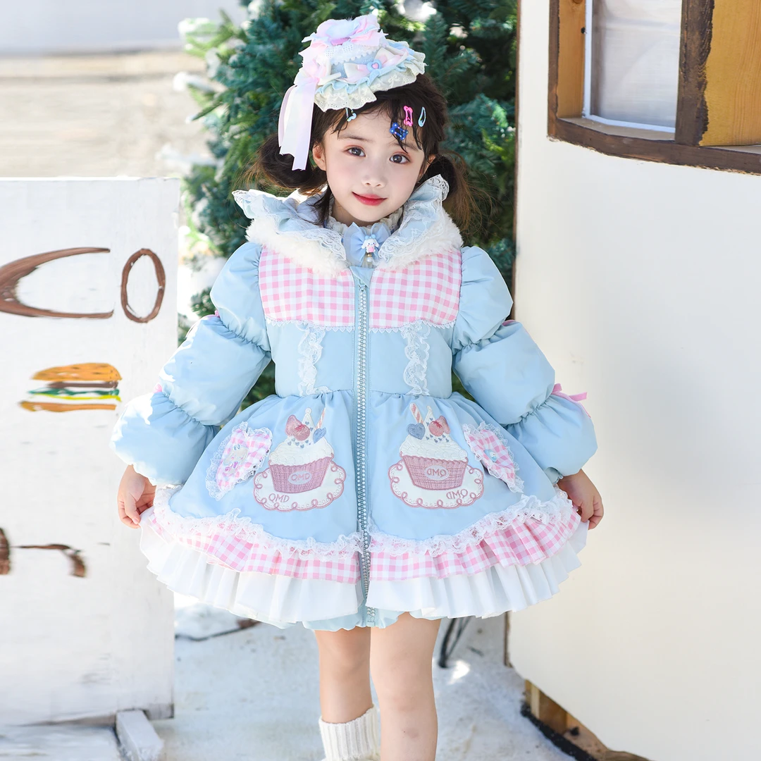 女童羽绒服冬季2025新款宝宝白鸭绒儿童洛丽塔玉桂狗连帽外套上衣