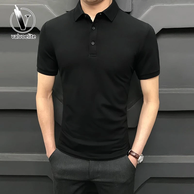 VALVOELITE夏季新款男士短袖衫翻领恤修身高端体恤半日抛衣服