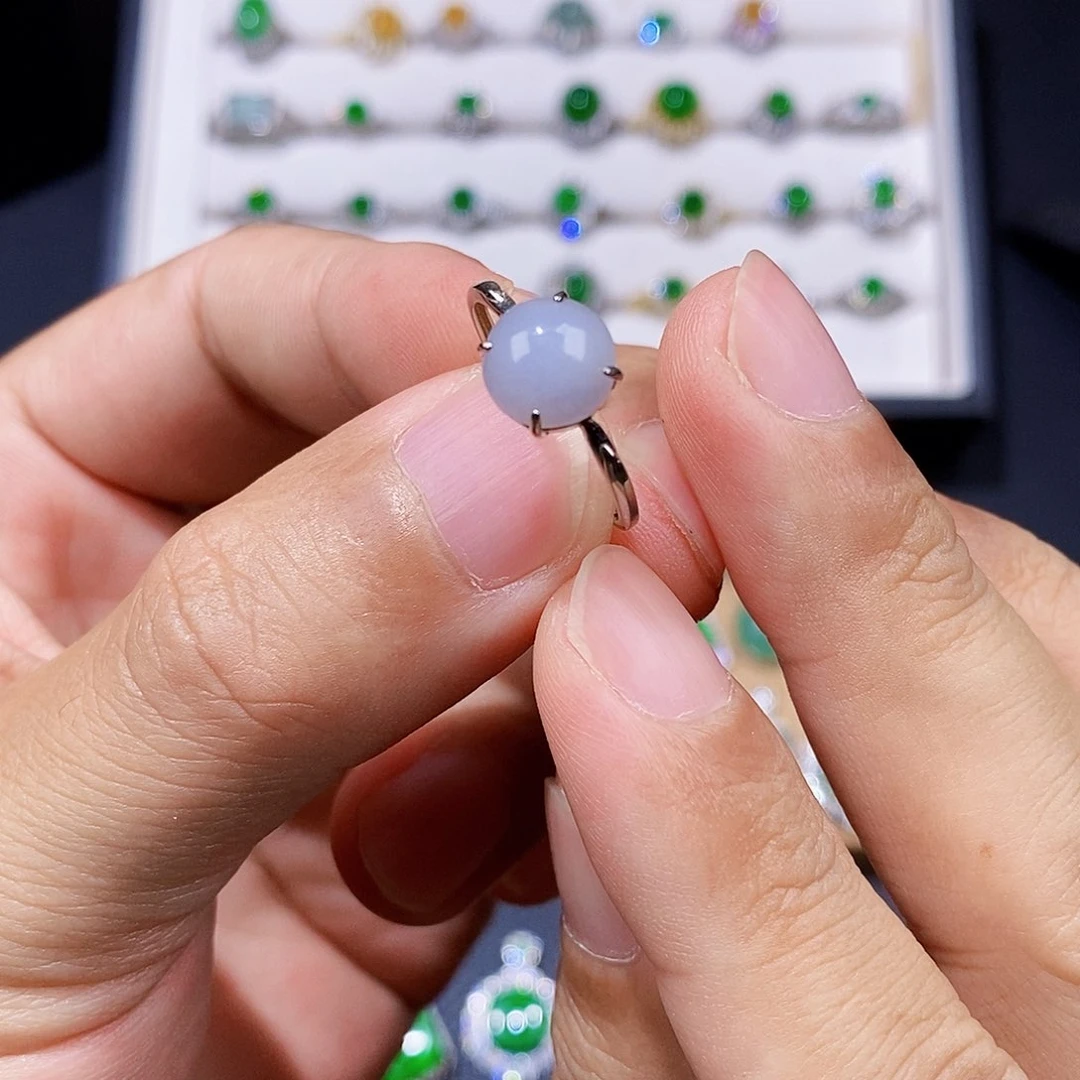 银S925镶嵌戒指翡翠戒指