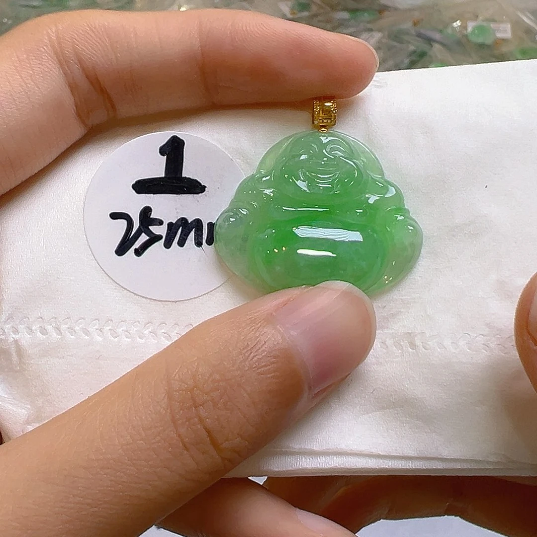 翡翠18K金镶嵌吊坠(不含链)翡翠