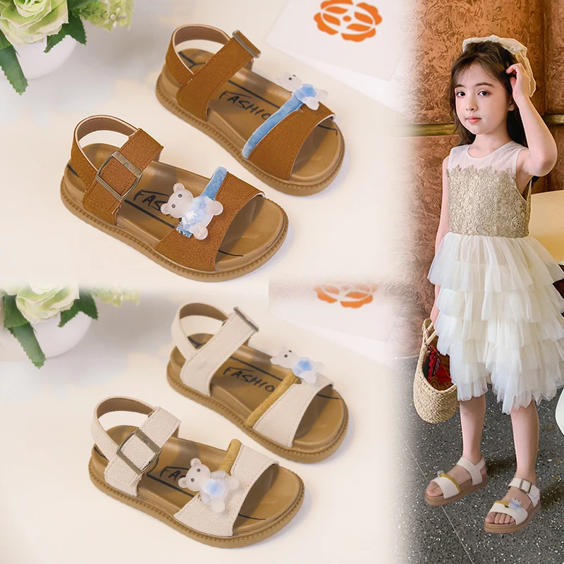 女童凉鞋3-11岁夏季新款儿童鞋子女百搭软底露趾中大童女孩公主鞋