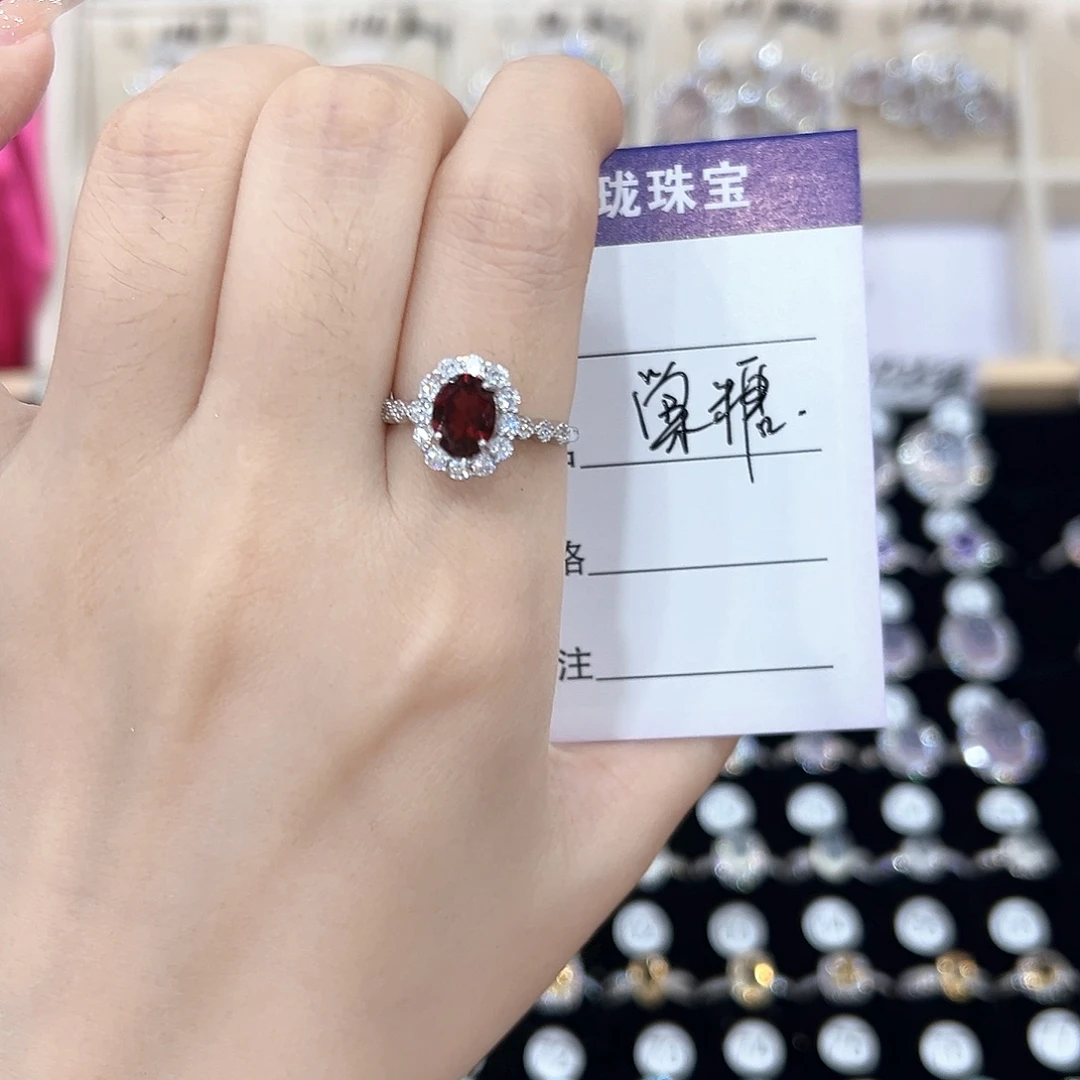 棠***糖银S925镶嵌戒指芙蓉石