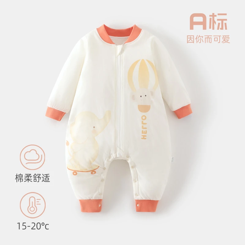 气球小象睡袋纯棉连体分腿新生儿婴幼儿睡袋舒服柔软亲肤40克