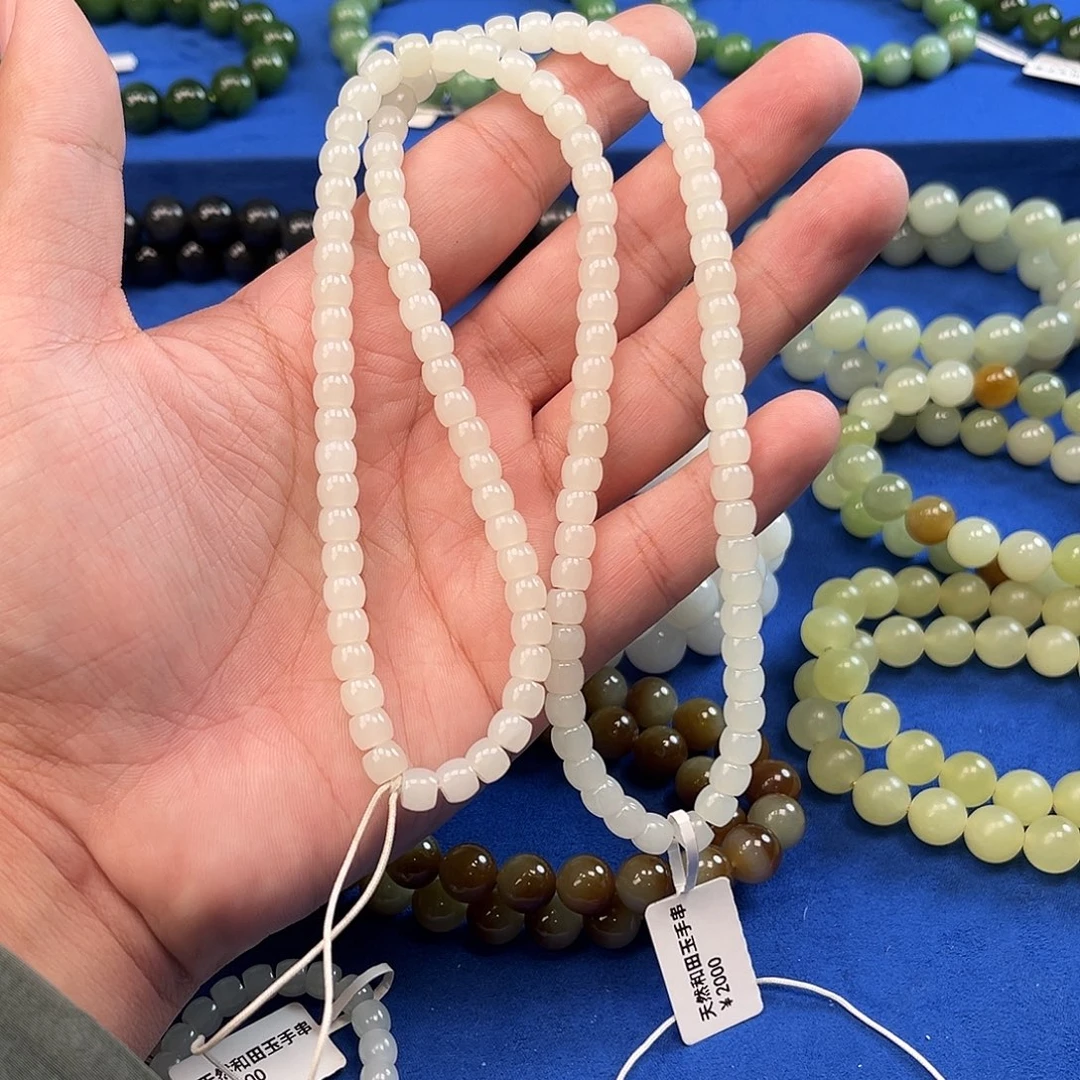 和田玉未镶嵌颈饰俄料羊脂白108颗
