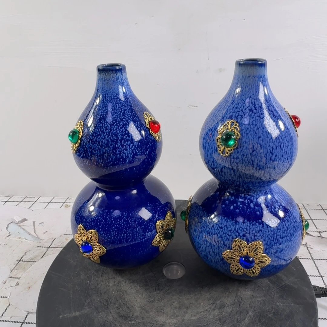 波***瓶粉彩花卉纹陶瓷瓶